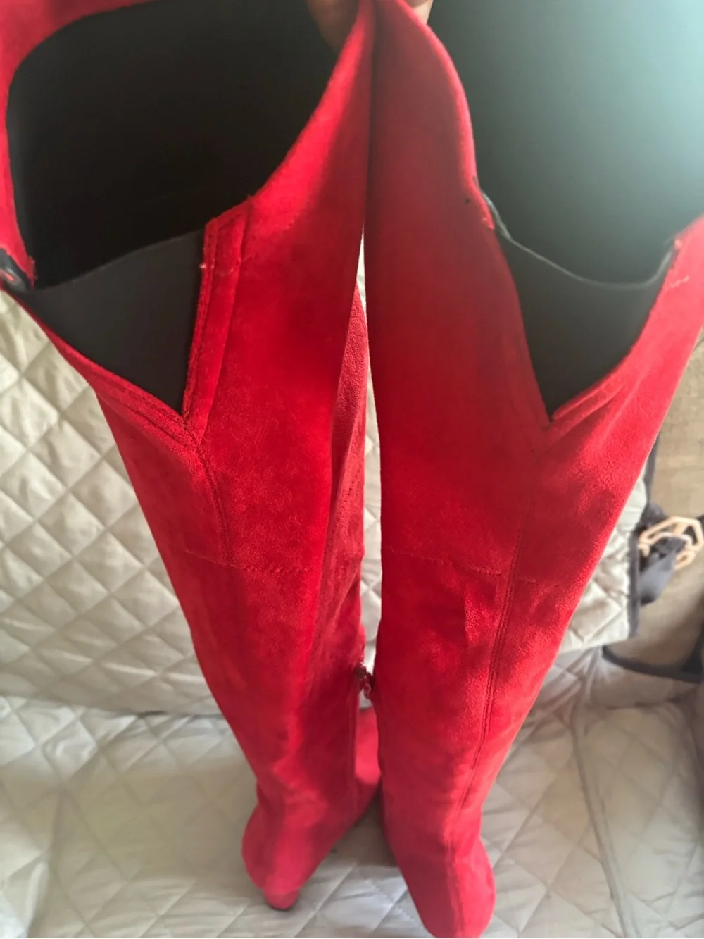 Red Suede Over-the-Knee Boots for Women